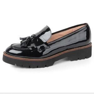 PATRICIA GREEN Beckham Tassel Lug Loafer, black patent, 9, NIB